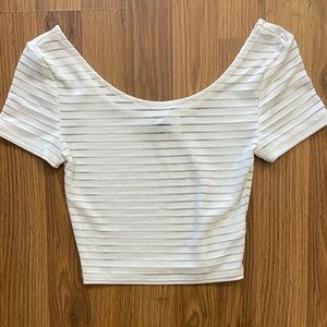 White and Clear Stripped Crop Top
